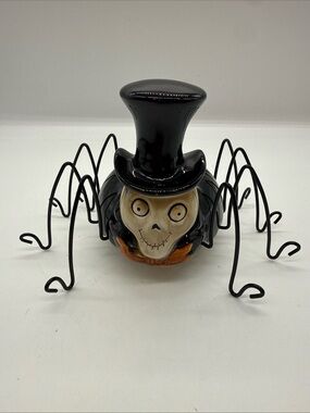 Yankee Candle Ceramic Spider with Skull Face in Black and Orange